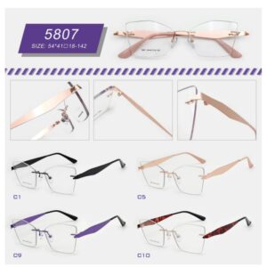 Rimless frames with wide metal temples