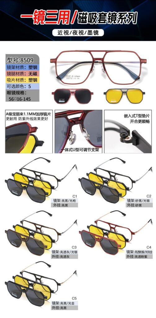 A Ultem multi function clip on glasses