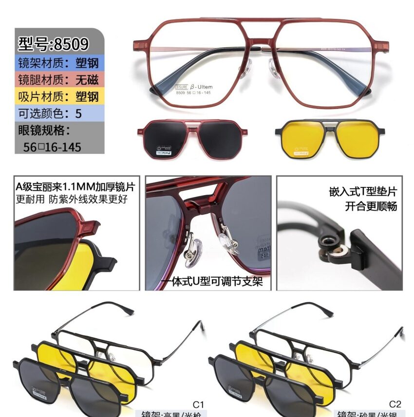 A Ultem multi function clip on glasses