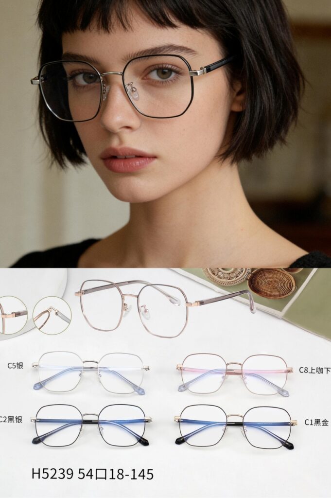 A Fashion Square female metal optical frames