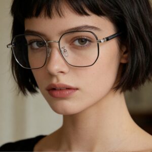 A Fashion Square female metal optical frames