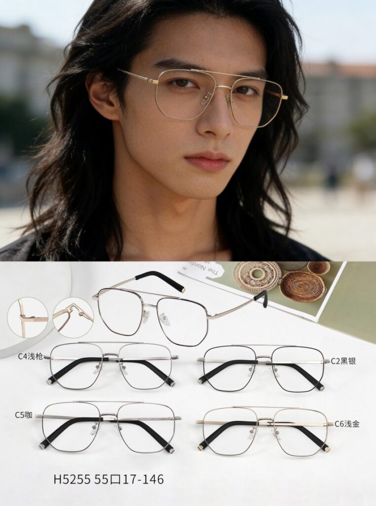 A Fashion Double Bridge metal optical frames