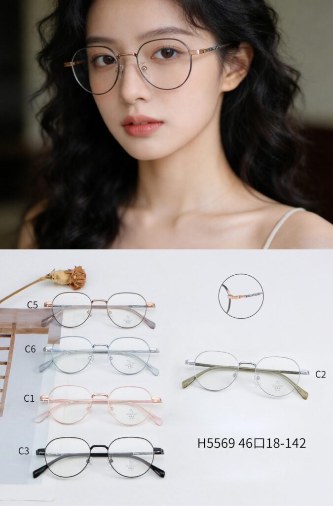 A Fashion round female metal optical frames